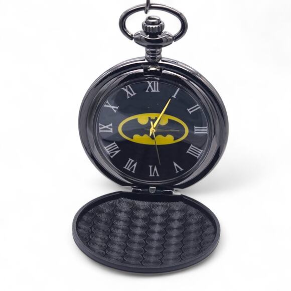 Hero Emblem Pocket Watch – Personalized Black Yellow Enamel Vintage Style Gift - Picture 4 of 10